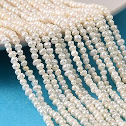 Античный Белый Нити из натурального культивированного пресноводного жемчуга, картофель, класс 3а+, старинный белый, 2~3 мм, отверстие : 0.5 мм, около 132~140 шт / нитка, 13.78~14.09'' (35~35.8 см)