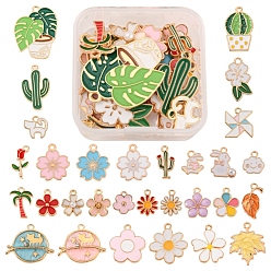 (52) Непрозрачная лаванда 30 шт 30 стиль подвески из сплава эмали, со стразами и пластиковой имитацией жемчуга, разнообразные, разноцветные, 13~29.5x10~26x1~4.5 мм, отверстие : 1.2~2 мм, 1 шт / стиль