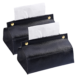 Black PU Leather Tissue Box, Rectangle, Black, 200x115x113mm
