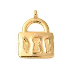 Настоящее золото 18K Ионное покрытие (ip) 304 подвески из нержавеющей стали, замковые прелести, реальный 18 k позолоченный, 25x17x5 мм, отверстие : 1.6 мм