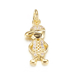 Золотой Латунные микро проложить кубического циркония подвески, мальчик, золотые, 17.5x8x2 мм, отверстие : 3 мм