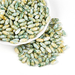 Светло-хаки Выпечка краска стеклянные бусины, круглое отверстие, овальные, светлый хаки, 9.5x4~4.5 мм, отверстие : 0.8~1 мм, Около 1750 шт / фунт