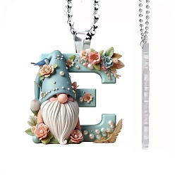 Letter E Гном акриловые подвесные украшения, для украшения зеркала заднего вида автомобиля, Письмо E, Кулон : 80 мм