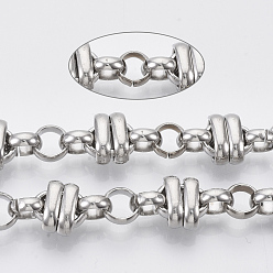 Нержавеющая Сталь Устойчивы к потускнению 304 цепи из нержавеющей стали, с катушкой, несварные, цвет нержавеющей стали, ссылка 1: 11.5x7.5x3 мм, ссылка 2: 8x3 мм, около 16.4 футов (5 м) / рулон