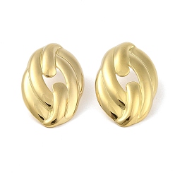 Oval Ионное покрытие (ip) 304 серьги-гвоздики из нержавеющей стали для женщин, реальный 18 k позолоченный, овальные, 37.8x24 мм