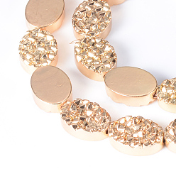 Светло-Золотое Покрытие Гальванизировать немагнитных синтетический гематит нитей бисера, овальные, свет позолоченные, 14x10x4 мм, отверстие : 1 мм, около 28 шт / нитка, 15.7 дюйм.