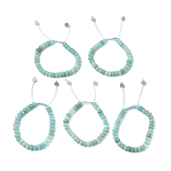 Амазонит Регулируемые браслеты из плетеных бусин из амазонита с натуральными цветами, с нейлоновым шнуром, 2 дюйм ~ 2-1/2 дюйм (5.2~6.6 см)