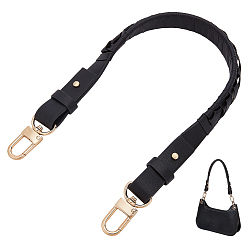 Light Gold Ручки для сумок из черной микрофибры и искусственной кожи, с металлическими застежками, золотой свет, 475x20x8 мм