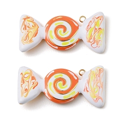 Оранжевый 304 подвески из нержавеющей стали, конфеты прелести, с эмалью, оранжевые, 15x29.5~30x3~3.5 мм, отверстие : 1.5~1.5 мм