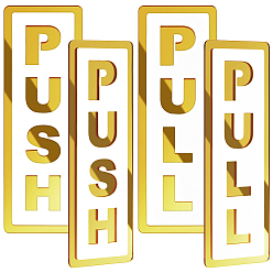 Золотистый 4шт 2 стили самоклеящиеся акриловые дверные знаки, прямоугольник со словом push/pull, золотые, 150x50x3 мм, 2 шт / стиль
