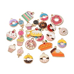 (52) Непрозрачная лаванда Подвески из эмали и сплава, пищевые чары, золотые, разноцветные, 13.5~24x8.5~24x1.5~2.5 мм, отверстие : 1.4~1.8 мм, 25 шт / пакет