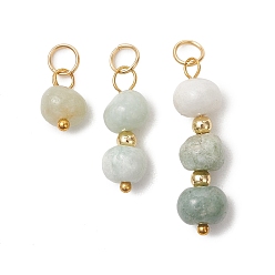 Малайский Нефрит 3шт. 3 стили подвесок из натурального малазийского нефрита, самородки, подвески из бисера с латунными соединительными кольцами, золотые, 11~26x7 мм, отверстие : 3.5 мм, 1 шт / стиль