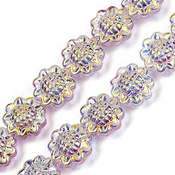 чертополох Гальванические стеклянные бусины, подсолнечник, с покрытием AB цвета, чертополох, 15x8.5 мм, отверстие : 1 мм, около 45 шт / нитка, 26.06'' (66.2 см)