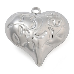Нержавеющая Сталь Цвет Антикоррозийные 304 подвески из нержавеющей стали, шарма сердца, цвет нержавеющей стали, 30.5x29x14 мм, отверстие : 3 мм