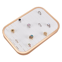 Rectangle Органайзер для колец из искусственной кожи и дерева., со сплавочной фурнитурой, золотые, старое кружево, прямоугольные, 29.8x20.8x2.7 см