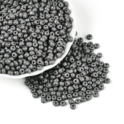 Темно-Серый 6/0 краска для запекания бисер стеклянный круглый, темно-серый, 4~5x3~4 мм, отверстие : 1~2 мм, Около 4500 шт / фунт