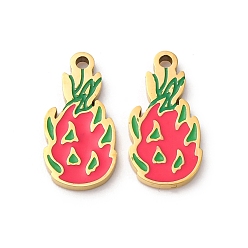 Питайи Фруктовая серия 304 эмалированные подвески из нержавеющей стали, ионное покрытие (ip), золотые, питайи, 15x7.5x1.5 мм, отверстие : 1.2 мм