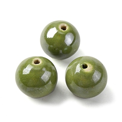 Светло-зеленый Коричневый Бусины из полимерной глины , круглые, оливковый, 14.5 мм, отверстие : 1.8 мм