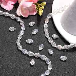 Clear AB Electroplate Glass Beads Strands, AB Color Plated, Faceted Teardrop, Clear AB, 12x8mm, 58pcs/strand, 26.5 inch