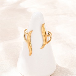 Золотой 304 открытые кольца-манжеты из нержавеющей стали для женщин, золотые, 24 мм, внутренний диаметр: 18 мм