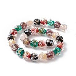 Mixed Color Handmade Gold Sand Lampwork Beads Strands, Round, Mixed Color, 11.5~12mm, Hole: 1.2~2mm, about 30pcs/strand, 33~34cm