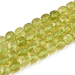 Цвет Оливы К 9 нити стеклянных бусин, имитация драгоценных камней, кубические, граненые, оливковый, 7~7.5x7~7.5x7~7.5 мм, отверстие : 1~1.2 мм, около 54~56 шт / нитка, 14.57~15.16 дюйм (37~38.5 см)