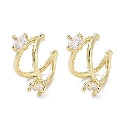 Настоящее золото 18K Латунное покрытие стойки, манжета из микропаве с кубическим цирконием, без кадмия и без свинца, долговечный, реальный 18 k позолоченный, 16x12x18 мм