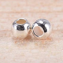 Silver 925 Sterling Silver Spacer Beads, Round, Silver, 2x2mm, Hole: 0.7~1mm, about 60pcs/g