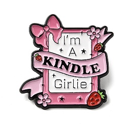 Pink Эмалевые броши, булавки для лацканов из сплава для одежды рюкзака, Честное слово, я обожаю Kindle., чёрные, розовые, 31x30 мм