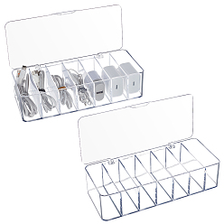 Прозрачный 7 сетчатый прозрачный пластиковый кабельный органайзер с крышкой, ящик для хранения зарядных устройств, удлинители и кабели, прозрачные, 228x100x57 мм