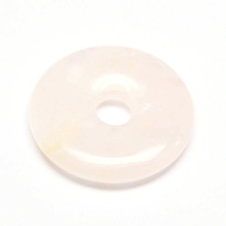 Розовый Кварц Пончик / пи диск из натурального камня подвески, розовый кварц, ширина пончика: 12 мм, 30x5 мм, отверстие : 6 мм