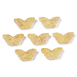 Светло-хаки Прозрачные брызги, окрашенные распылением, с золотой фольгой, бабочка, светлый хаки, 8x15x4 мм, отверстие : 1 мм