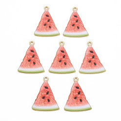 Помидор Светло-золотого сплава эмали подвески, без кадмия, без никеля и без свинца, ломтик арбуза, помидор, 28x21.5x2 мм, отверстие : 1.8 мм
