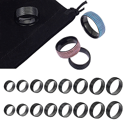 Electrophoresis Black 16шт 8 размер 201 настройки кольца для пальцев с канавкой из нержавеющей стали, заготовка кольцевого сердечника для эмали, электрофорез черный, размер США 6~13 (16.5~22.2 мм), канавка: 0.9 мм, 2шт / размер