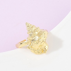 Shell Shape Латунные манжеты с океанской тематикой, реальный 18 k позолоченный, без кадмия, без никеля и без свинца, раковина, 21 мм, внутренний диаметр: регулируемый