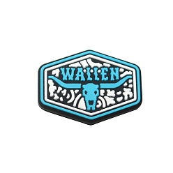 Темно-Голубой Экологически чистые силиконовые фокусные бусины с английскими буквами, пищевые, глубокое синее небо, 25x19 мм