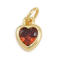 Настоящее золото 18K Латунь с кубическим цирконием подвеской, сердце прелести, с целью перехода в кольце, стойки покрытие, долговечный, без свинца и без кадмия, реальный 18 k позолоченный, 9.5x7x3 мм, отверстие : 3.5 мм