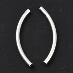 Посеребрённый Бисера латунной трубки, долговечный, изогнутые бусины, трубка, 925 серебро покрытием, 55x4 мм, отверстие : 3 мм