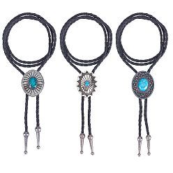 (52) Непрозрачная лаванда 3 шт. 3 стили сплав паве смола имитация драгоценных камней цветок овальный кулон боло галстук лариат ожерелья, разноцветные, 39.84~40.55 дюйм (101.2~103 см), 1 шт / стиль