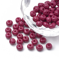 Серо-розавый Fgb 6/0 краска для выпечки стеклянный бисер, круглые, увядшая роза, 4~4.5x3 мм, отверстие : 1~1.2 мм, около 4500 шт / упаковка, о 450 г / мешок