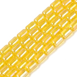 Oro Electroplate transparentes cuentas de vidrio hebras, azufaifo, color de ab chapado, oro, 6x4 mm, agujero: 0.6~0.8 mm, sobre 59~62 unidades / cadena, 14.37~15.16 pulgada (36.5~38.5 cm)