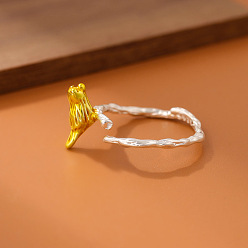 Золотой & Серебряный Регулируемые латунные манжеты с открытыми кольцами для женщин, птица, золотой и серебряный, внутренний диаметр: 15~20 мм