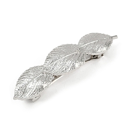 Лист Заколки для волос из сплава с железным зажимом, аксессуары для волос для женщин и девочек, платина, лист, 21x90x15 мм