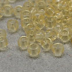 Светло-желтый Fgb 8/0 круглый стеклянный бисер класса А, прозрачные цвета, светло-желтый, 8/0, 3x2 мм, отверстие : 1 мм, около 10000 шт / упаковка
