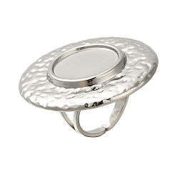 Нержавеющая Сталь Цвет Антикоррозийные 304 компоненты кольца из нержавеющей стали, Настройки колодки кольцо, плоско-круглые, цвет нержавеющей стали, лоток : 16 мм, плоско-круглые: 35 mm, размер США 6 (16.5 мм)