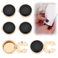 Золотой 6 шт. плоские круглые латунные эмалевые запонки, пряжки для шалей и накидок, для аксессуаров для одежды, золотые, 16x15x5.5 мм, отверстие : 5 мм