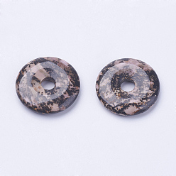 Rhodonite Natural Rhodonite Pendants, Donut/Pi Disc, Donut Width: 11~12mm, 28~30x5~6mm, Hole: 6mm