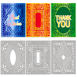 Rectangle Декоративная рамка трафареты для резки углеродистой стали, для diy scrapbooking, Фотоальбом, декоративная бумага для тиснения, цвет нержавеющей стали, прямоугольные, 150x110x0.8 мм, 3 шт / комплект