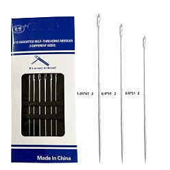 Платина Иглы из железной пряжи, тупые иглы с большим ушком, для вышивки крестом, вязание, вышивка лентами, платина, 51~67x0.8~1.05 мм, 6 шт