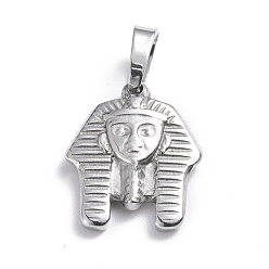 Stainless Steel Color 201 Stainless Steel Pendants, Pharaoh, Stainless Steel Color, 17.5x14.5x3mm, Hole: 4.5x6.5mm